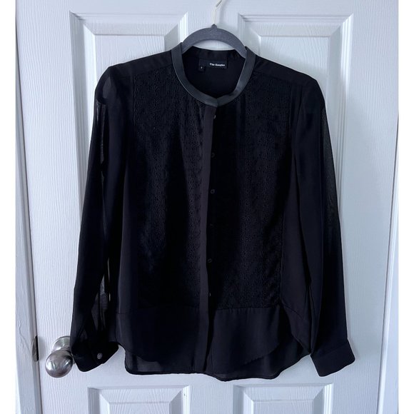 The Kooples broderie top with leather collar - Picture 5 of 9